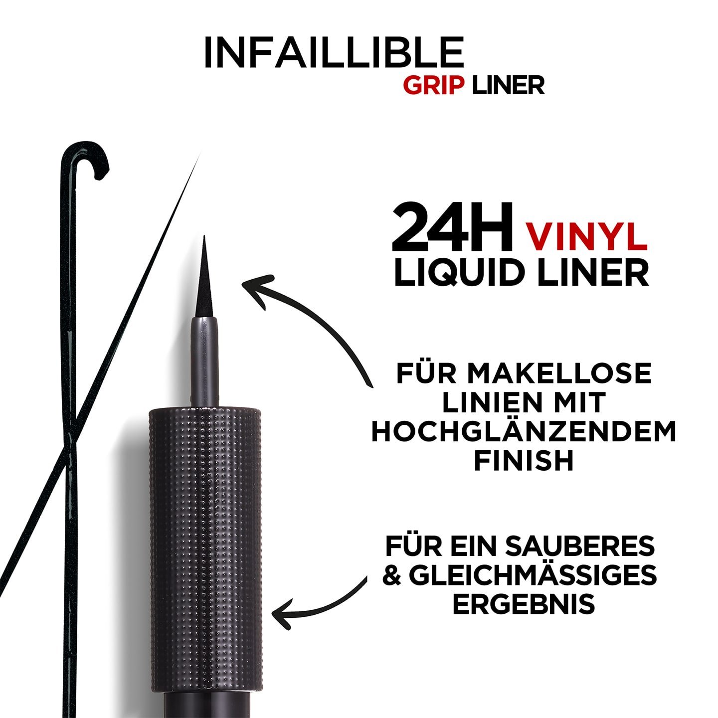 Infaillible Automatic Grip 24H Vinyl Liquid Liner Black für ein sauberes & gleichmässiges Ergebnis